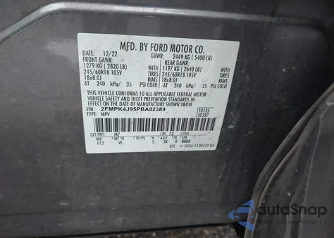 2023 Ford Edge Sel z USA, uszkodzony, nr VIN 2FMPK4J95PBA02389